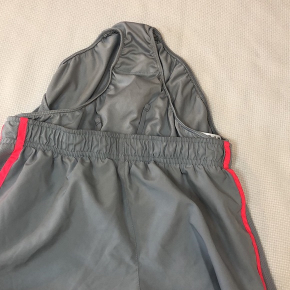 Nike dri fit small athletic shorts gray with pink stripes, built in panty - Picture 3 of 8